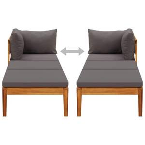 Tumbona de madera de acacia maciza gris oscuro con 1 reposabrazos Muebles de exterior Premium - Product Image 2