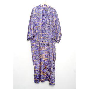 Vintage Recycled 100% Pure Silk Luxury Romantic Women <b>Kimono</b> Robe Striped Saree Silk Long <b>Kimono</b> for Summer <b>Beach</b> Parties - Product Image 1