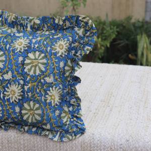 Premium Quality Hand Block Printed Cushion Organic Cotton Decorative <b>Pillow</b> <b>Cover</b> Sustainable Eco Friendly Luxury Home Textile - Product Image 5