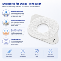 Patch adhésif non tissé absorbant l'humidité pour capteur CGM avec adhésif hydrocolloïde, sur-adhésif personnalisé découpé pour capteur de glucose