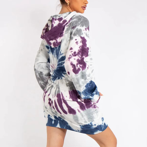 Sweat à capuche épais à épaules tombantes pour femmes 400 GSMCustomized In Different Color Oversized Women Long Hoodie With Pocket - Product Image 4