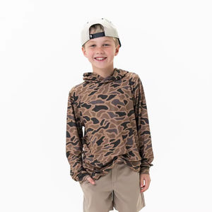 Chemise de pêche à manches longues pour garçons, à capuche, UPF 50, respirante, séchage rapide, unie, blanche, bleu marine, en polyester, pull-over - Product Image 1