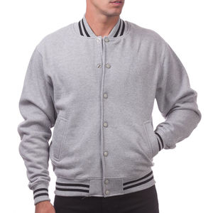 Chaqueta Varsity Gris para Hombre, Algodón y Poliéster, Forro Polar, Cierre de Botones, Cuello Camisero, Corte Regular, para Otoño - Product Image 5