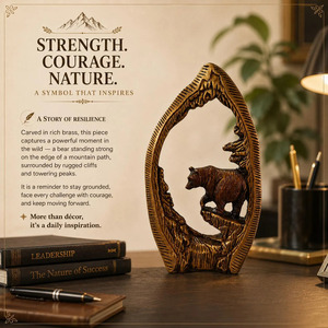 Estante de pared de latón Shubham con diseño de oso, hecho a mano, para aromaterapia, estilo Art Deco, decoración de montaña para el hogar u oficina - Product Image 5