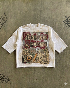 เสื้อยืดคอกลมแขนยาวผู้ชาย พิมพ์ลายกราฟิกตามสั่ง ดีไซน์เรียบง่าย พิมพ์โลโก้ด้วยเทคนิค DTG สไตล์ Dirty Washed สีแดง - Product Image 6