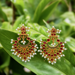 Fashion Drop Earrings with Ruby Stone - Product Image 2