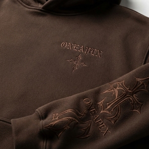 Sweat-shirt à capuche oversize marron brodé pour homme, style streetwear, en molleton personnalisé, vêtements OEM - Product Image 5