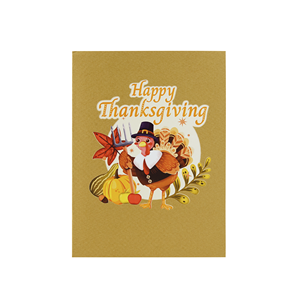 Carte de vœux 3D pop-up Joyeux Thanksgiving Version 1, faite à la main, thème automne et dinde, carte cadeau de fêtes, vente en gros - Product Image 5