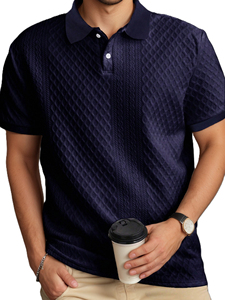 Polo de Manga Corta de Punto Blanco para Hombre con Logotipo Personalizado, con Patrón Geométrico, Informal, Transpirable, de Algodón - Product Image 6