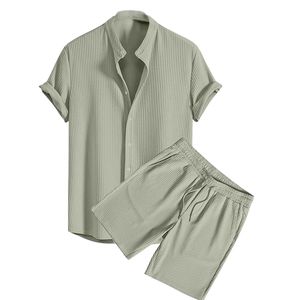 Ensemble de vêtements de nuit pour homme en tissu POLY solide, t-shirt et short, vêtements de détente d'été, vêtements de plage et pyjama pour un usage quotidien - Product Image 1