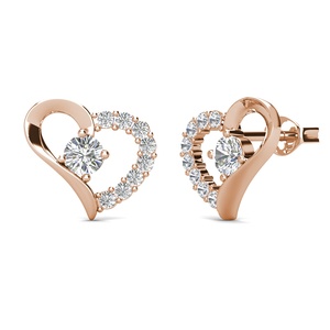 Dasini <span class=keywords><strong>orecchini</strong></span> a bottone con Design a cuore alla moda impreziositi da cristalli <span class=keywords><strong>Swarovski</strong></span> gioielli 925 in argento Sterling per donna - Product Image 4