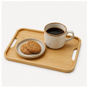 Eco-Friendly Bamboo Serving <b>Tray</b> With Integrated Handles Durable Rectangular Wood <b>Tray</b> For <b>Breakfast</b> Coffee Tea And Home Decor - Product Image 2