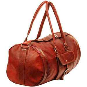 Sac de voyage en gros pour hommes, sac de sport et de gym avec fermeture éclair, idéal pour les week-ends et les séjours d'une nuit, avec poignée en cuir véritable - Product Image 2