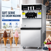 Komersial desktop vertikal lembut melayani mesin es krim 3-rasa mesin es krim yogurt