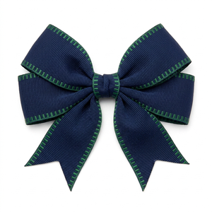 Ruban gros-grain bleu marine et vert de 25 mm avec bord plissé, idéal pour la confection de rosettes, médailles, lanières, emballages cadeaux et travaux de couture. - Product Image 3