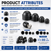 Cache-écrou hexagonal en plastique noir M4-M20, capuchon de protection pour vis et écrous, anti-poussière, pour extérieur, protection des fixations