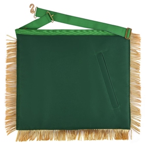 Delantal Masónico Sovereign Master Allied con Grados, Cinta Verde, Ribete Dorado y Flecos, Regalia Masónica, Vestimenta Ceremonial para Logia - Product Image 3