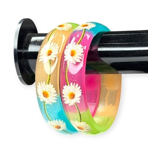 Prix de gros, Meilleures ventes : Ensemble de bracelets tendance en acrylique massif, motif floral multicolore, légers et élégants - Product Image 2