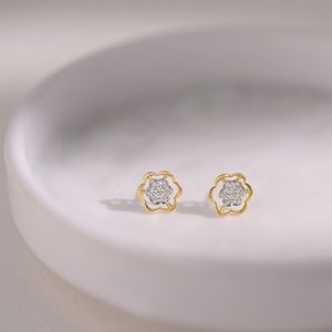 Yellow Gold Lab Grown <b>Diamond</b> Heart Drop <b>Dangle</b> <b>Earrings</b> - Product Image 1