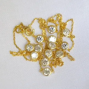 Round Natural Diamond Bezel Setting 1.5CT Gift For Her Station <b>Necklace</b> 14k Gold - Product Image 6