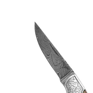 Handmade Damascus Steel Pocket Folding Knife Durable Pattern Steel Compact Outdoor <b>Camping</b> Hiking Fishing Travel <b>Tool</b> - Product Image 4