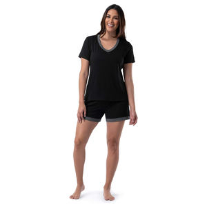 Nouveauté 2026 – Nuisettes d'été tendance pour femme, 100 % polyester, légères, respirantes, séchage rapide, douces, à manches courtes, tricotées sur le devant - Product Image 1