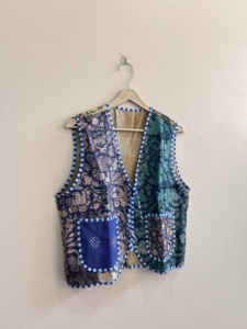 เสื้อกั๊กสไตล์วินเทจสำหรับผู้หญิงและผู้ชาย  ผ้าฝ้ายคันธา  ไม่มีแขน  มีกระเป๋า  ระบายอากาศได้ดี - Product Image 4