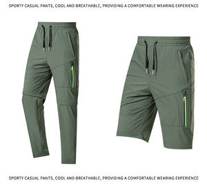 Pantalones de Senderismo Negros Convertibles con Bolsillos con Cremallera y Detalles Verdes para Actividades al Aire Libre - Product Image 5