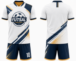เสื้อฟุตซอลชายไซส์ใหญ่ พิมพ์ลายโลโก้แบบซับลิเมชั่น ผ้าโพลีเอสเตอร์ 100% แห้งเร็ว ระบายอากาศดี คอวี แขนสั้น ชุดเต็ม - Product Image 1