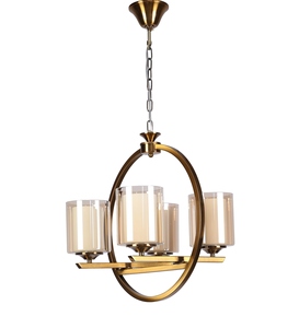 Lustre Moderne en Gros, Suspension Luxe Or Antique, Prix Usine, Lampe Suspendue à Double Abat-jour en Verre - Product Image 1