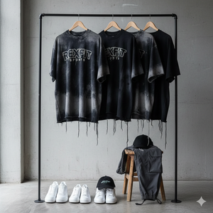 T-shirts courts délavés au soleil avec strass personnalisés, logo brodé vieilli, coupés et cousus, en matière de qualité supérieure, à épaules tombantes - Product Image 6