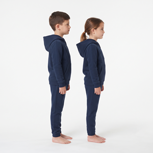 Conjunto Deportivo Clásico de Alta Calidad para Niños, Sudadera con Capucha y Media Cremallera, Color Azul Marino Sólido, Pantalones Deportivos, Ropa Deportiva de Algodón - Product Image 3