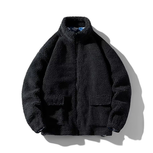 Veste en polaire Teddy bleu marine personnalisée pour homme, fermeture éclair intégrale, coupe décontractée, chaude, streetwear d'hiver, fabricant de vestes en polaire Sherpa unisexe - Product Image 4