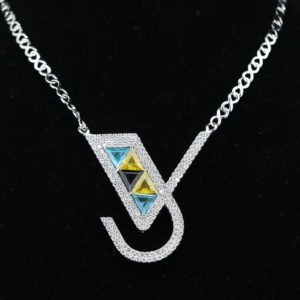 Hand-set Moissanite Letter V Pendant S925 18K Gold Plated <b>Initial</b> <b>Necklace</b> for Certified Trendy Wholesale Factory Customisation - Product Image 1