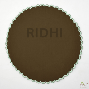 Ridhi Trending 2026 - Mantel Individual Redondo Marrón con Bordado Blanco, Decoración Boho para Mesa, Mantel Individual Hecho a Mano para Mesa de Comedor, para Cocina - Product Image 1