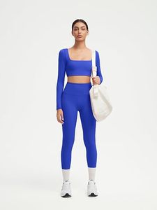 Seamless Yoga Set <b>Women</b> High Waist <b>Leggings</b> Crop Top Full Sleeve Sport Wear Two Piece Gym Outfit Stretchable Activewear - Product Image 6