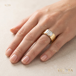 Anillo Abierto Inteligente de Plata Sólida 925 con Moissanita Baguette, Protector Elegante para Joyería - Product Image 1