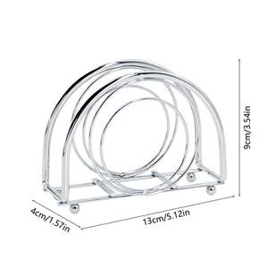Support moderne pour porte-serviettes en métal argenté, 13x4x9cm, décoration de table en demi-cercle - Product Image 1