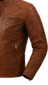 <b>Men</b> Classic Leather <b>Jacket</b> Genuine Leather Casual Outdoor Zip Front Comfortable Regular Fit Fashion Outerwear - Product Image 2