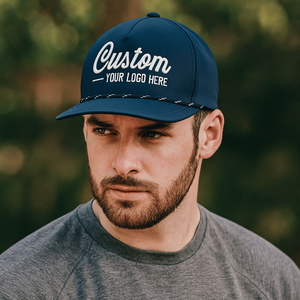 Casquettes personnalisées en gros – Casquette de golf sportive à 5 panneaux, visière plate, broderie 3D, en tissu poly imperméable, casquette de baseball snapback - Product Image 6