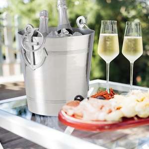 Seau à glace en aluminium, design minimaliste rond, résistant à la rouille, portable, étanche, pour les fêtes - Product Image 5