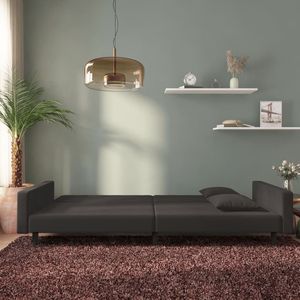 Sofá Cama de Terciopelo Negro 100% Poliéster con Estructura de Madera y Detalles de Plástico - Product Image 3