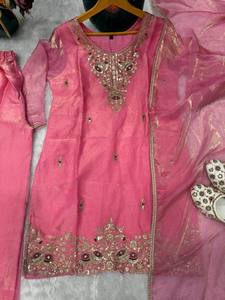 NUEVO LANZAMIENTO PARA LA FIESTA DEL EID: Conjunto de 3 Piezas de Top Moderno, Pantalón Palazzo y Dupatta para Mujer, Listo para Fiestas, Mangas Largas, Tela Brillante - Product Image 4