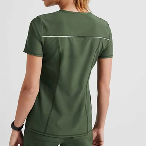 Women Medical Scrubs <b>Set</b> Stretch Jogger Pants Nurse Uniform Hospital <b>Doctor</b> Dentist Workwear V-Neck Custom Logo Slim Suit - Product Image 4