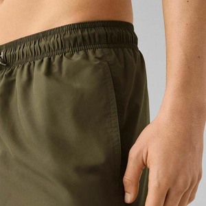 Men's Solid Olive Green <b>Quick</b> <b>Dry</b> Drawstring Casual <b>Shorts</b> Mid Waist 100% Polyester Woven Board <b>Shorts</b> - Product Image 5