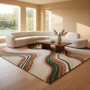 Alfombra Moderna con Diseño de Ondas Topográficas |   Alfombra de Lujo con Diseño Abstracto Verde Bosque y Arena, Decoración para el Hogar, Precio de Fábrica - Product Image 1