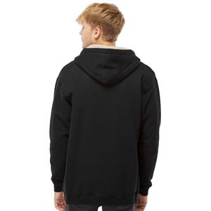 Black Sherpa <b>Lined</b> Zip Hooded Sweatshirt Heavyweight <b>Fleece</b> Hoodie Warm Full Zip <b>Jacket</b> Custom Logo Winter Casual Outdoor - Product Image 2
