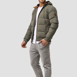 Men's <b>Hooded</b> Puffer <b>Jacket</b> With Zipper Closure And <b>Fleece</b> Lining Winter - Product Image 4