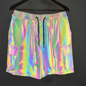 Shorts cargo réfléchissants holographiques pour hommes, été, jogging, cyclisme, brillent la nuit, multi-poches, shorts de sport décontractés pour hommes - Product Image 6