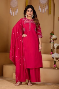 Kurti Anarkali de viscosa y seda de mango - Product Image 5